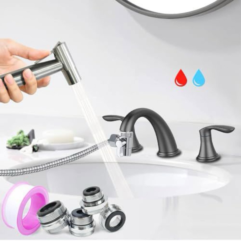 Sleek Black Bathroom Faucet Set, Bidet